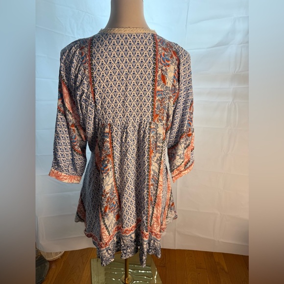 Umgee Blue and Orange Patterned Tunic - Picture 2 of 6